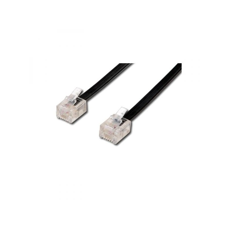 Telefonní kabel 4 žíly, RJ11 samec - RJ11 samec, 10 m, černý, pro ADSL modem, economy, DOPRODEJ