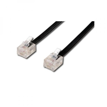 Telefonní kabel 4 žíly, RJ11 samec - RJ11 samec, 10 m, černý, pro ADSL modem, economy, DOPRODEJ
