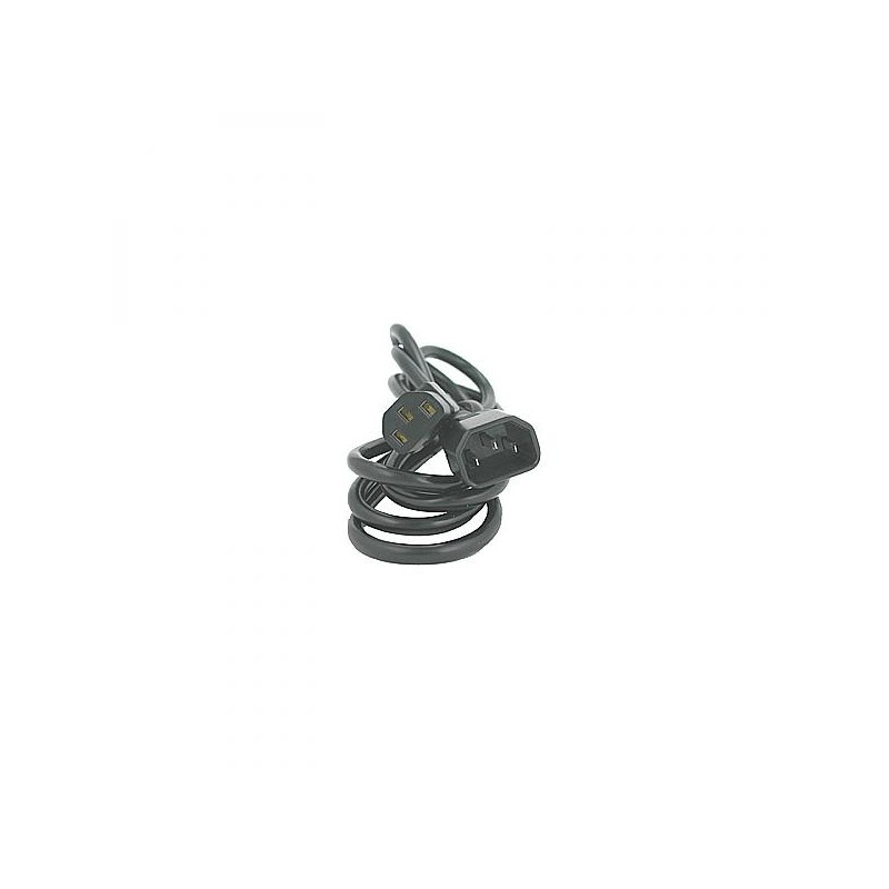 Síťový kabel 230V prodlužovací, C13 - C14, 2m, VDE approved, černý, Logo