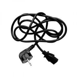 Síťový kabel 230V napájecí, CEE7 (vidlice) - C13, 2m, VDE approved, černý, Logo