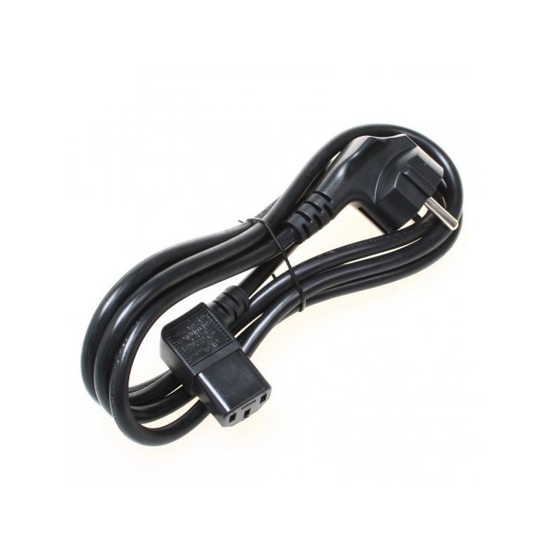 Síťový kabel 230V napájecí, CEE7 (vidlice) - C13, 2m, VDE approved, černý, Logo, lomený