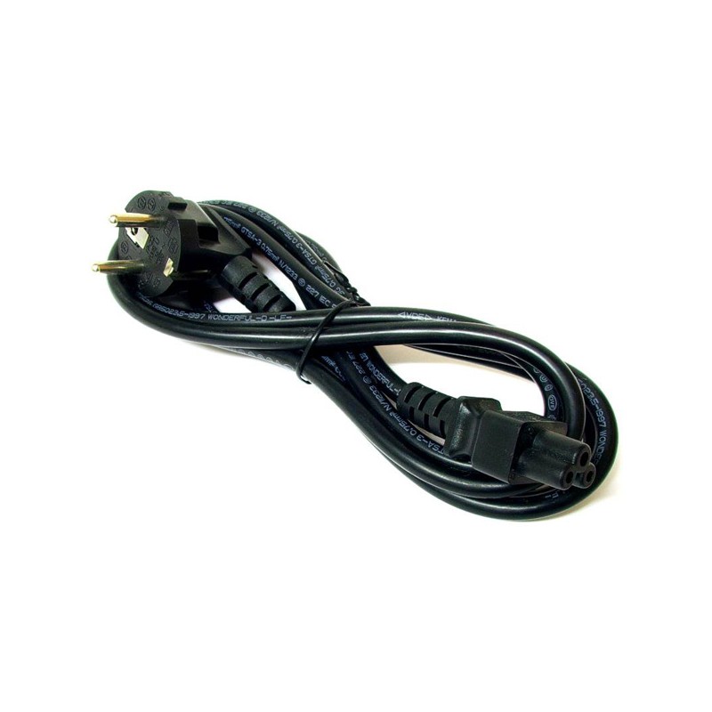 Síťový kabel 230V napájecí k notebooku, CEE7 (vidlice) - C5, 2m, VDE approved, černý, Logo, blistr, koncovka ve tvaru