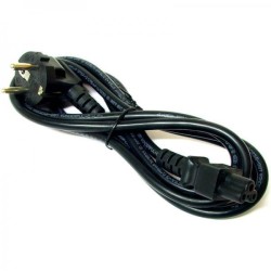 Síťový kabel 230V napájecí k notebooku, CEE7 (vidlice) - C5, 2m, VDE approved, černý, Logo, koncovka ve tvaru trojlístku