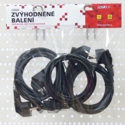 Síťový kabel 230V napájecí, CEE7 (vidlice) - C13, 2m, VDE approved, černý, Logo, 5-pack, cena za 1 kus, DOPRODEJ