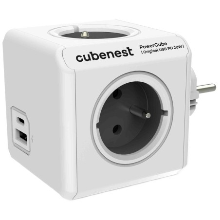 Cubenest - PowerCube, 0.1m, Original USB PD20W, A+C, šedá, POWERCUBE, 4 zásuvky, USB A+C, Power Delivery 20W