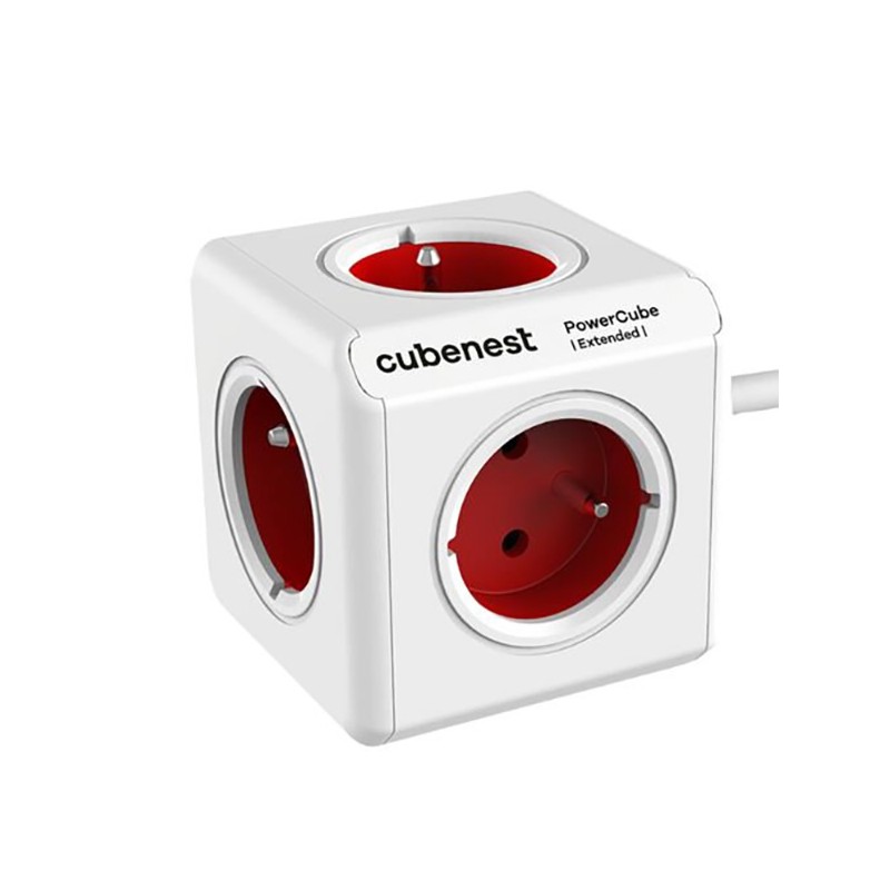 Cubenest - PowerCube, 1.5m, Extended, červená, POWERCUBE, 5x zásuvka