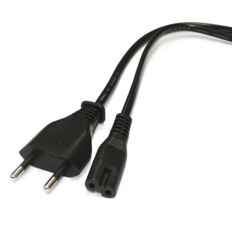 Síťový kabel 230V napájecí, CEE7/16 (eurozástrčka) - C7, 2m, VDE approved, černý, Logo, 2-pinová koncovka, DOPRODEJ