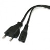 Síťový kabel 230V napájecí, CEE7/16 (eurozástrčka) - C7, 2m, VDE approved, černý, Logo, 2-pinová koncovka, DOPRODEJ