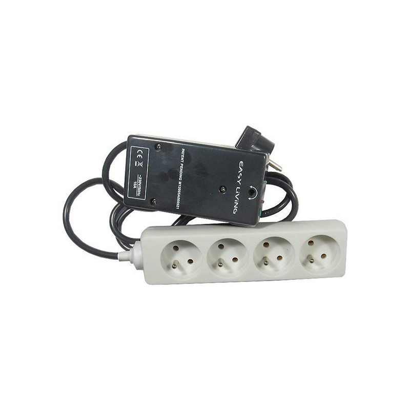 Síťový kabel stand-by EASY-OFF 230V se zapínaním pomocí dálkového ovládače, CEE7 (vidlice) - zásuvka 4x, Max. 2300W, černý