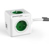 Síťový kabel 230V prodlužovací, CEE7 (vidlice) - POWERCUBE, 1.5m, EXTENDED USB, zelený, POWERCUBE, 4 zásuvky, 2xUSB port,dětská