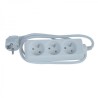 Síťový kabel 230V prodlužovací, CEE7 (vidlice) - zásuvka 3x, 3m, VDE approved, bílý, DOPRODEJ