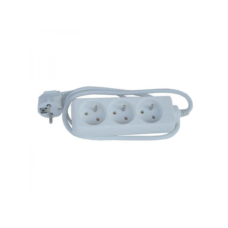 Síťový kabel 230V prodlužovací, CEE7 (vidlice) - zásuvka 3x, 10m, bílá, DOPRODEJ