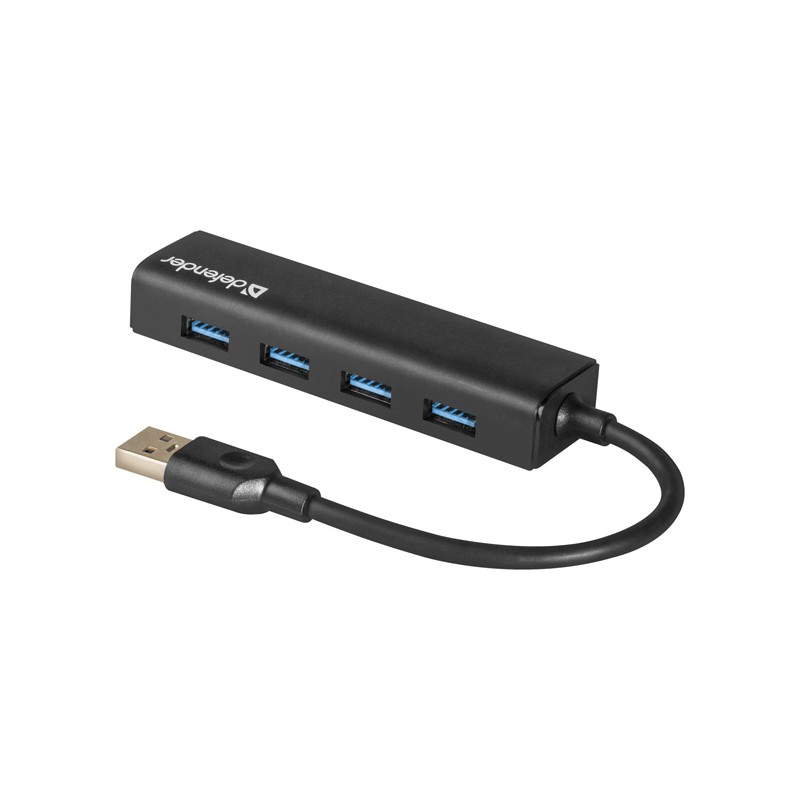 USB (3.0) HUB 4-port, Quadro Express, černý, Defender, kompaktní