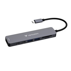 VERBATIM Dokovací stanice USB-C, 7v1, HDMI, USB-C PD, USB-C, 2xUSB 3.0, SD a microSD, šedá
