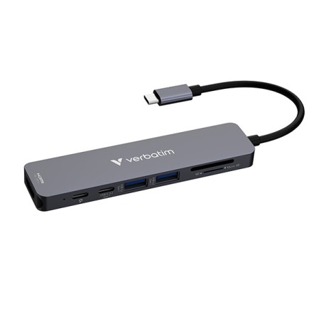 VERBATIM Dokovací stanice USB-C, 7v1, HDMI, USB-C PD, USB-C, 2xUSB 3.0, SD a microSD, šedá