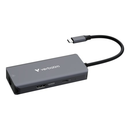 VERBATIM Dokovací stanice USB-C, 6v1, RJ45, HDMI, USB-C PD, 3xUSB 3.0, šedá