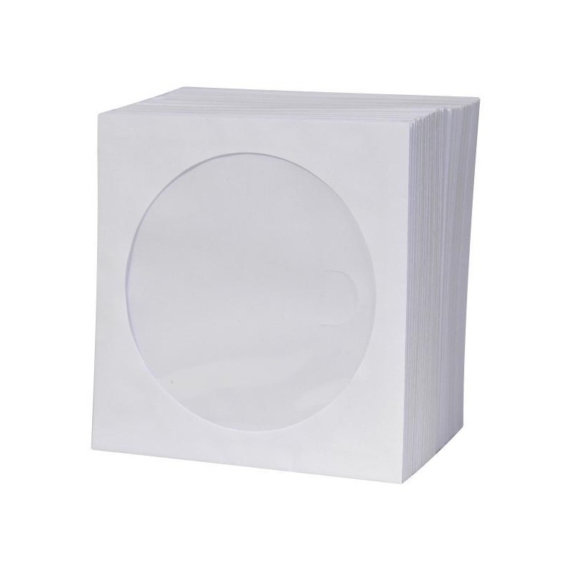 Obálka na 1 ks CD, papír, bílá, s okénkem, Logo, 100-pack