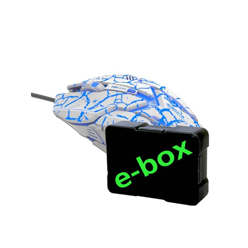 E-blue Auroza Gaming Myš drátová, bílá, 4000DPI, e-box