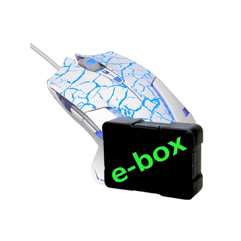 E-blue Mazer Pro Myš drátová, bílo-modrá, 2500DPI, e-box