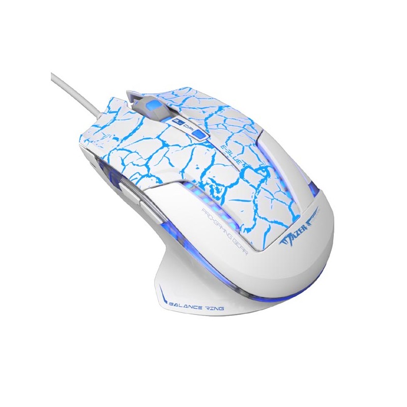 E-blue Mazer Pro Myš drátová, bílo-modrá, 2500DPI