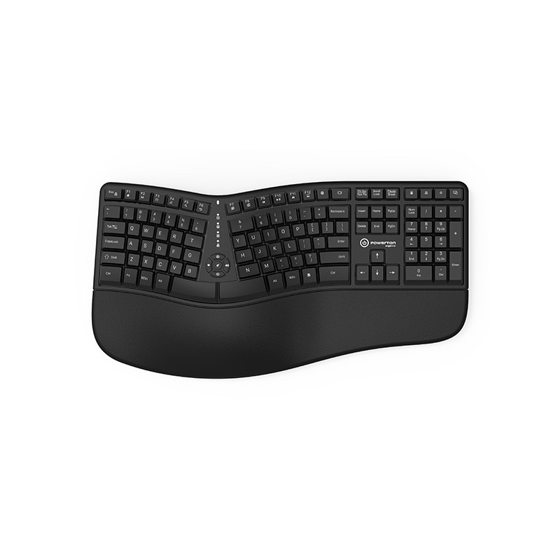 Powerton ERGO LANA Ergonomická klávesnice drátová (USB) US, černá