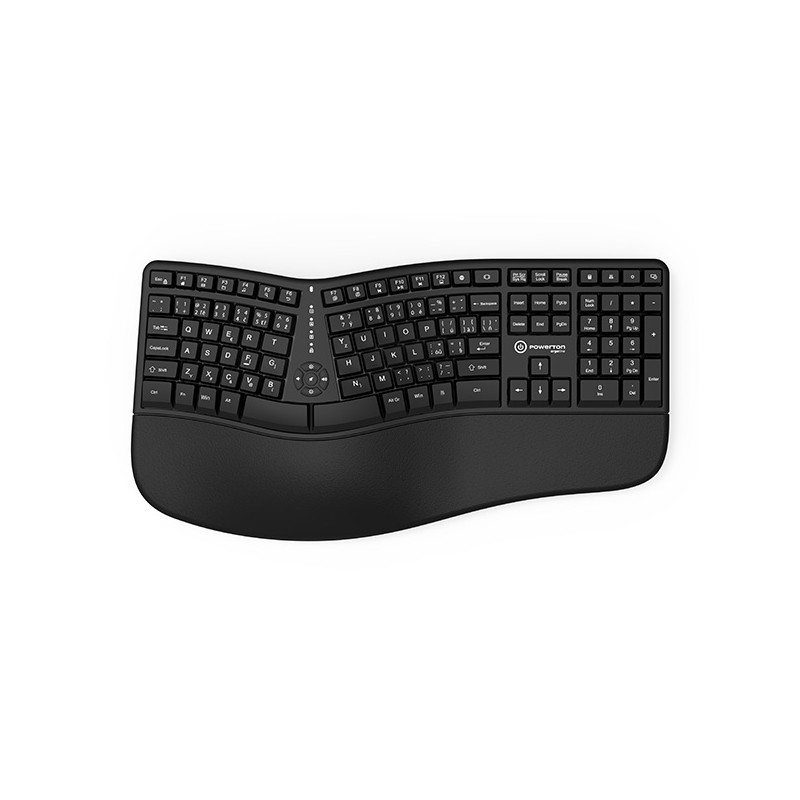 Powerton ERGO LANA Ergonomická klávesnice drátová (USB) CZ/SK, černá
