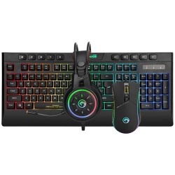 Marvo CM305 RGB sada klávesnice drátová (USB) CZ/SK, černá s herní myší a sluchátky, herní, membránová typ RGB podsvícená