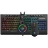 Marvo CM305 RGB sada klávesnice drátová (USB) US, černá s herní myší a sluchátky, herní, membránová typ RGB podsvícená