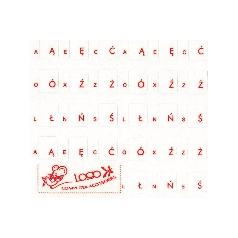 Přelepky Logo na klávesnice, červené, polské, cena za 1 ks