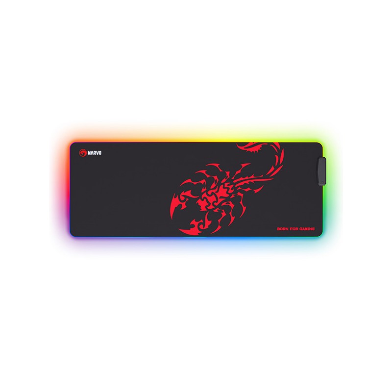 RGB Podložka pod myš, SCORP XL, černá, 800 x 300 mm, 4 mm, Marvo, USB Hub