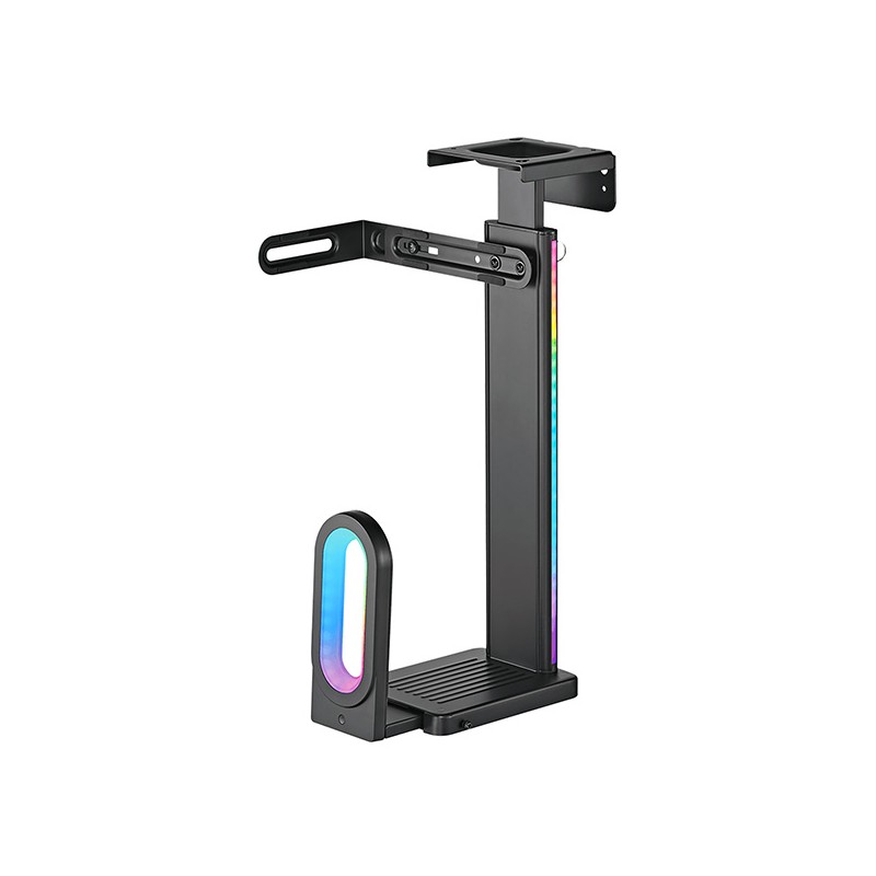 Ultradesk FLANK držák PC pod stůl, RGB podsvícení, černá
