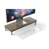 Powerton ERGO DOKY Podstavec pod monitor s dokovací stanicí a bezdrátovou nabíj, šedý + tmavý dřevodekor, ergo