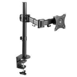 ULTRADESK SKELETON Single Polohovatelný držák pro monitor, černý, 2-9KG, svorka a průchodka stolu, 17"-30", 75x75/100x100