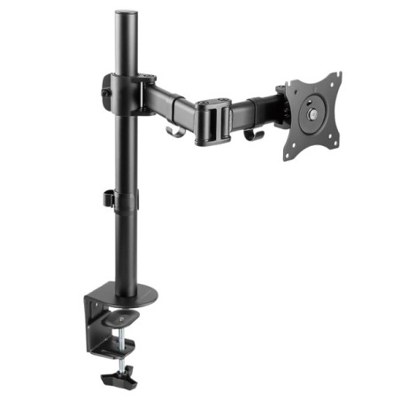 ULTRADESK SKELETON Single Polohovatelný držák pro monitor, černý, 2-9KG, svorka a průchodka stolu, 17"-30", 75x75/100x100