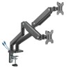 ULTRADESK BRANCH Double Polohovatelný držák pro 2 monitory, černý, 20KG, svorka a průchodka stolu, 17"-32", 75x75/100x100
