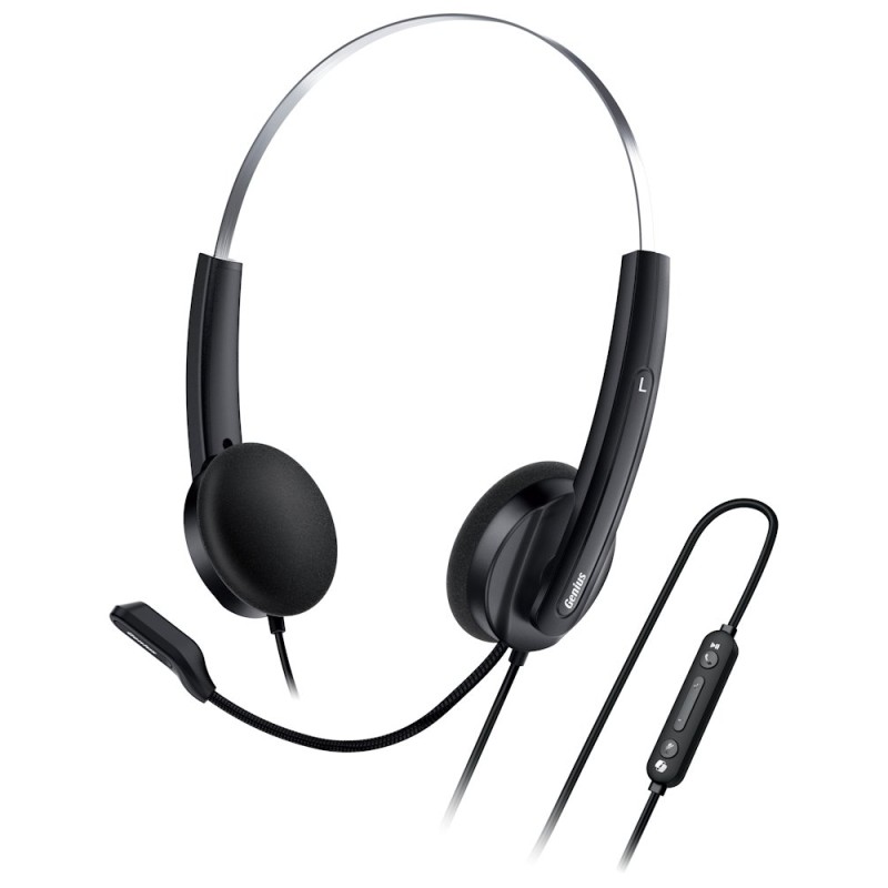 Genius HS-220U AI sluchátka s mikrofonem, drátová, černá, 2.0, uzavřená, USB - C