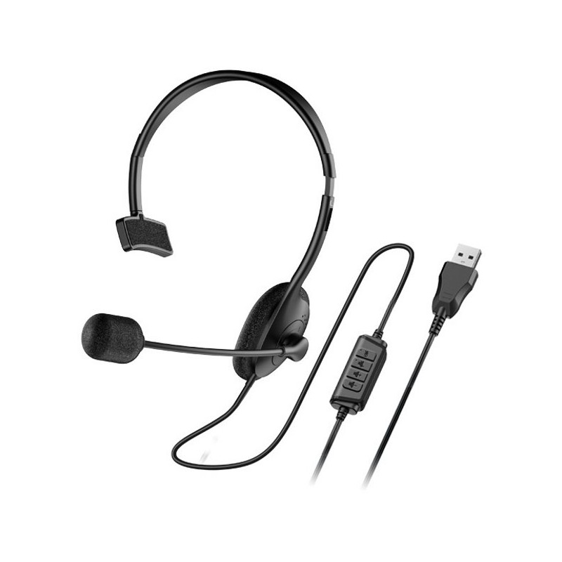 Genius HS-100U sluchátka s mikrofonem, drátová, černá, 2.0, náhlavní, USB