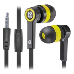 Defender Pulse 420 sluchátka s mikrofonem, drátová, černo-žlutá, špuntová, 3.5 mm jack