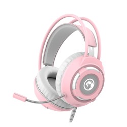 Marvo HG8936 sluchátka s mikrofonem, drátová, růžová, podsvícená, 3.5 mm jack + USB