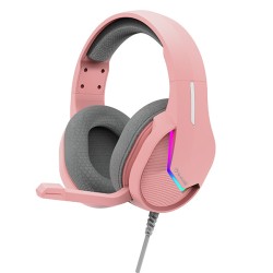 Marvo TACTIC 40 sluchátka s mikrofonem, drátová, růžová, 2.0, podsvícené, USB