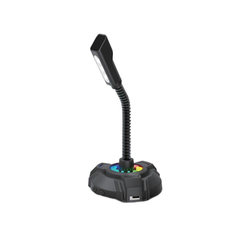 HP, počítačový mikrofon, DHP-1100C, černý, LED světlo, USB Hub