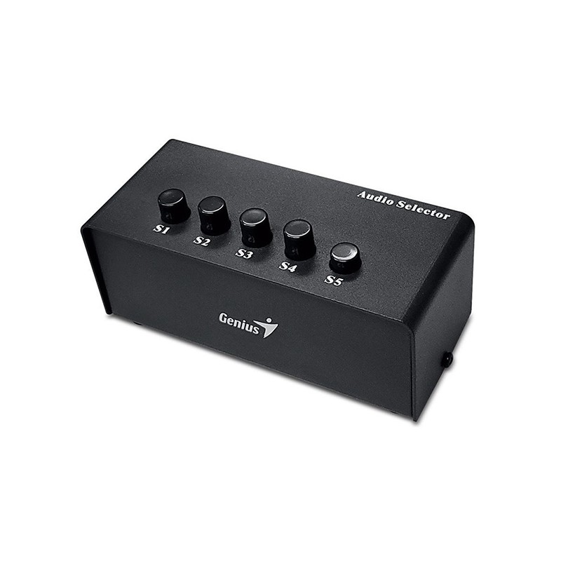 Genius Stereo Switching Box, černý, 2x RCA, 5x 3,5mm jack