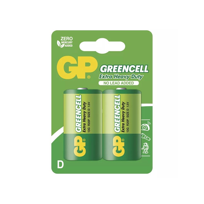 GP Jednorázová zinkochloridová baterie D, 2-pack