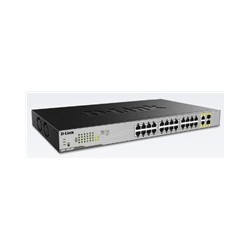 D-Link DGS-1026MP 26-Port Gigabit PoE Switch, 24x gigabit PoE RJ45, 2x gigabit RJ45/SFP, PoE budget 370W