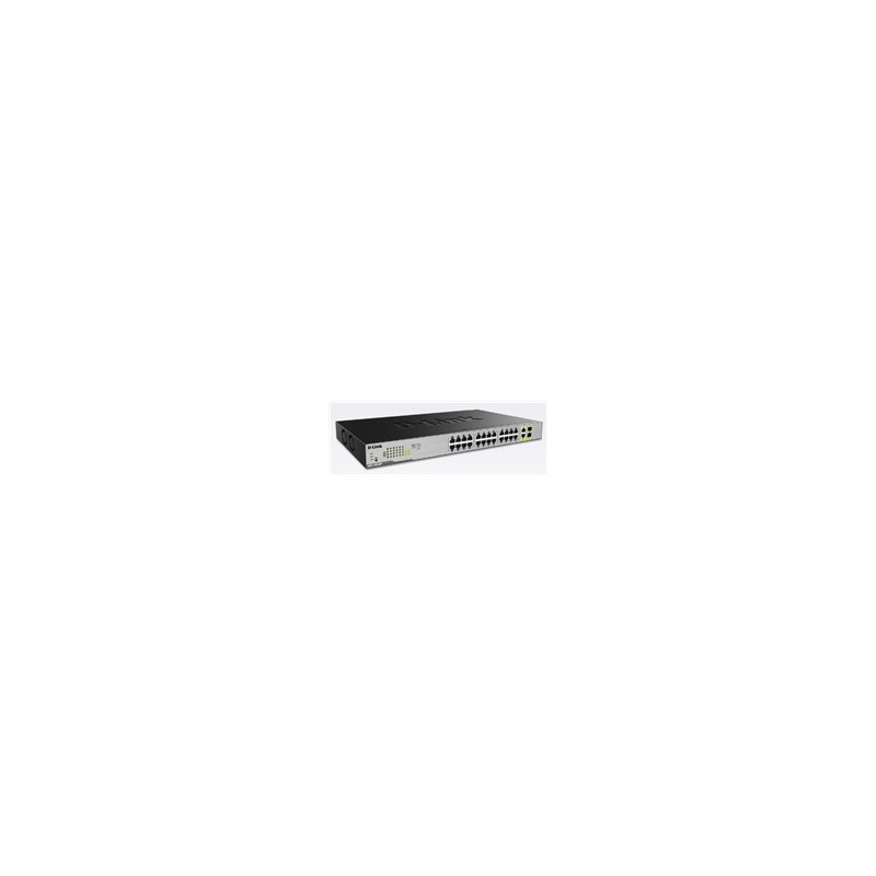 D-Link DGS-1026MP 26-Port Gigabit PoE Switch, 24x gigabit PoE RJ45, 2x gigabit RJ45/SFP, PoE budget 370W