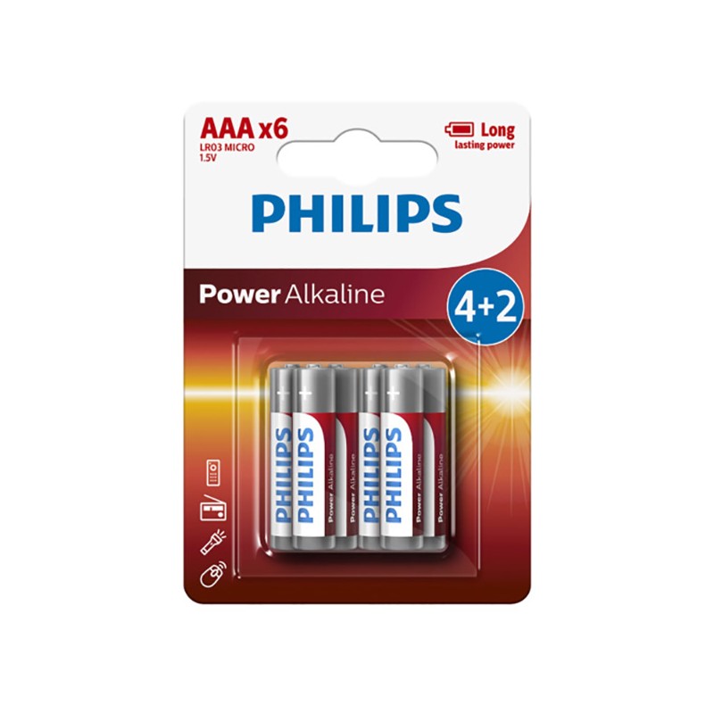 PHILIPS Jednorázová alkalická baterie AAA, 6-pack
