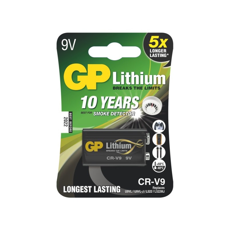 GP Jednorázová lithiová baterie 9V, 1-pack