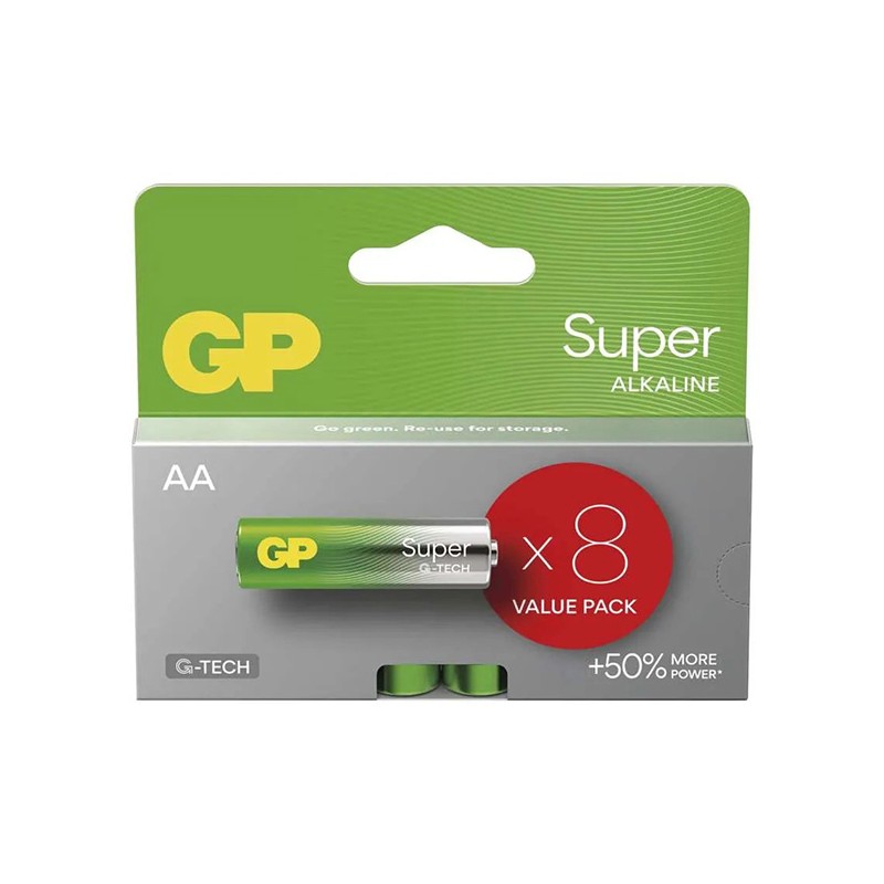 GP Super Jednorázová alkalická baterie AA, 8-pack