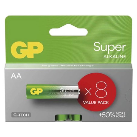 GP Super Jednorázová alkalická baterie AA, 8-pack