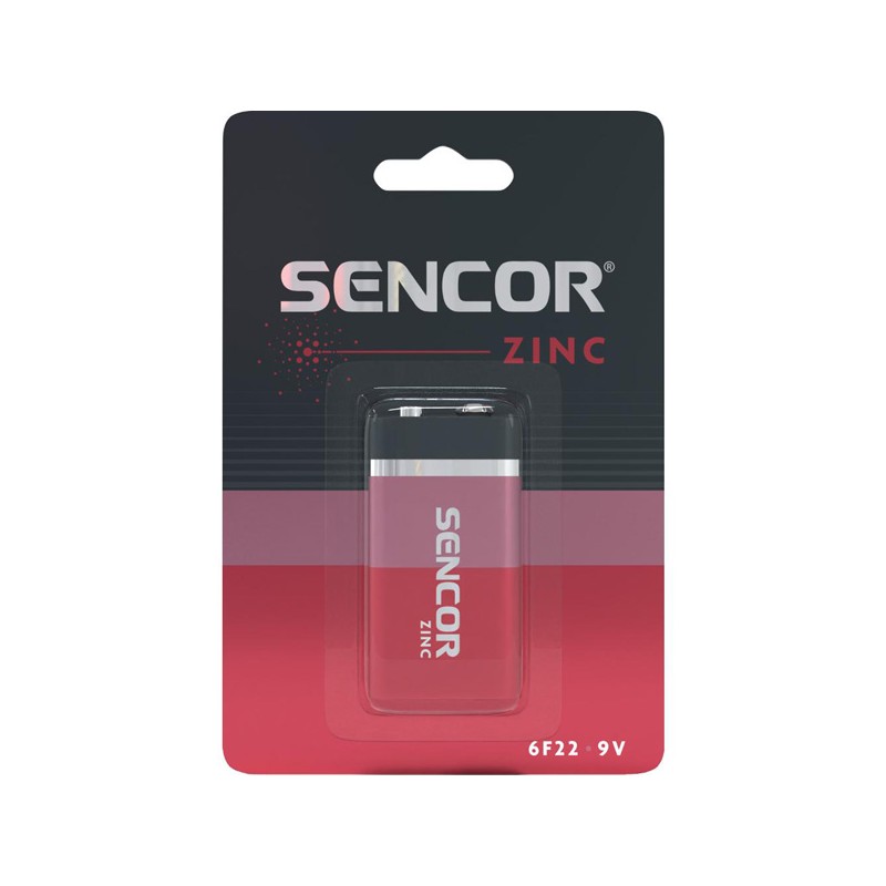Sencor Jednorázová zinkouhlíková baterie 9V, 1-pack, DOPRODEJ